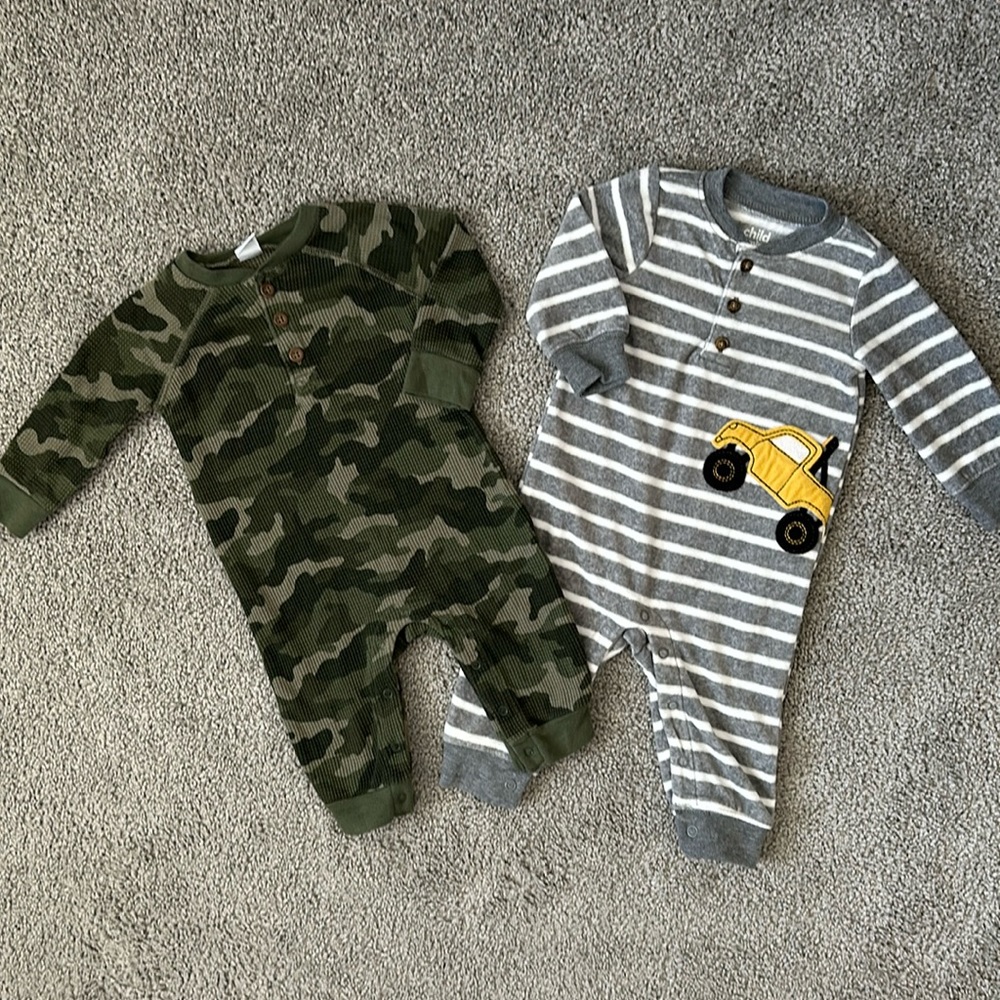 Boys Long Sleeve One Piece - set of 2 - size 3-6 months